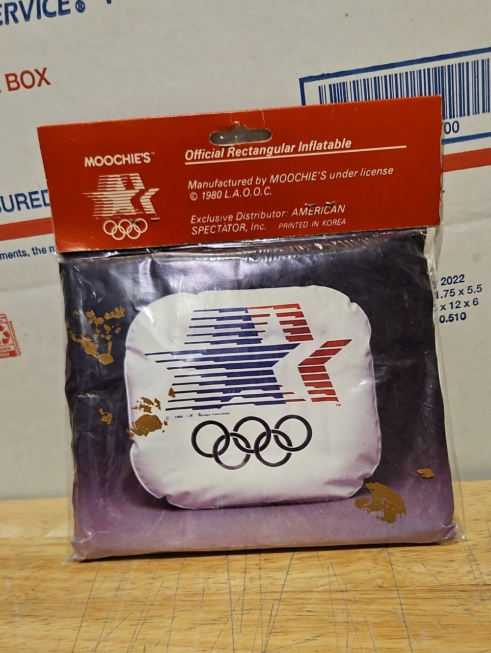 Moochies Official Rectangular Inflatable with Olympic Rings - White, Blue & Red